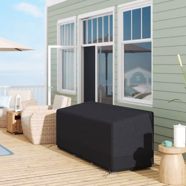Outsunny Water-Repellent Black Polyester Corner Sofa Patio Furniture Cover
