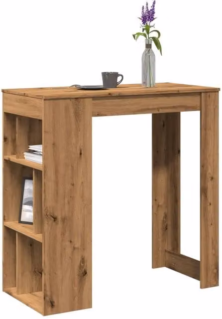 Berkfield Home Bar Table with Racks in Artisan Oak Brown, W/D/H: 102 x 50 x 103.5 cm