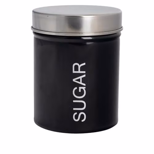 Harbour Housewares Metal Sugar Storage Canister, Black, Airtight Round Food Storage Tin