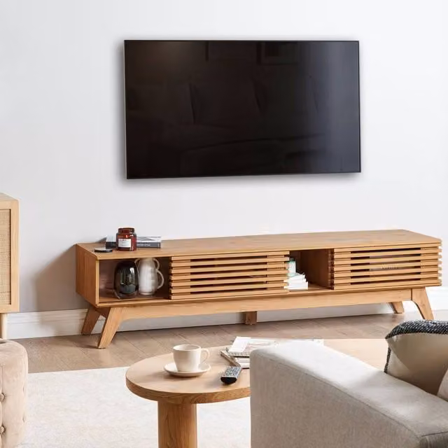 Wyld and Coco Zenith TV Stand in Brown MDF, W: 180 cm, D: 40 cm, H: 44 cm – 1