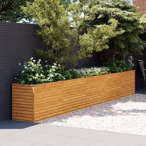 vidaXL Brown Corten Steel Raised Bed for Vegetable, Herb or Ornamental Gardens W: 482 cm, D: 50 cm, H: 69 cm – 2