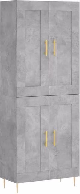 Berkfield Home Modern Wall Mounted Highboard in Concrete Grey, W: 69.5 cm, D: 34 cm, H: 180 cm – 1