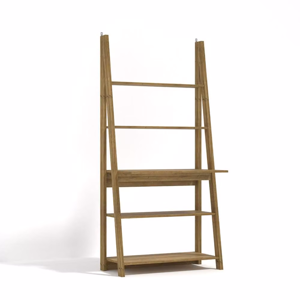 Wyld Haus Athy Brown Oak Ladder Writing Desk with 5 Shelves – 2