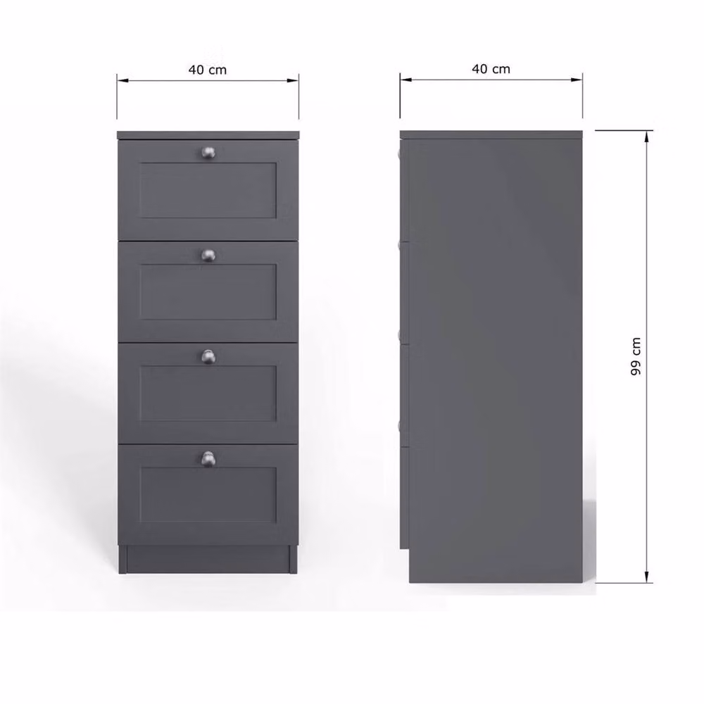 Ventryn 4-Drawer Matt Grey Shaker Bedroom Chest – 2