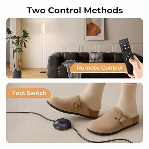 Emitto Black LED Floor Lamp with Remote Control and Foot Switch, Bulb Included, H 173 cm x W 18 cm x D 18 cm – 4