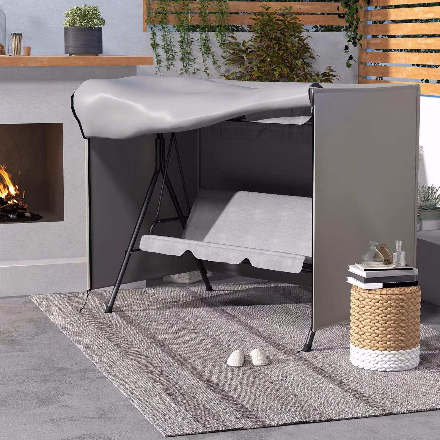 Outsunny Grey Three-Seater Swing Chair Protective Cover, W: 205 cm, D: 124 cm – 2