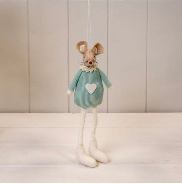 KDMD Green Striped Fabric Hanging Mouse Figure