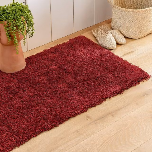 Voltico Shimmer Round Rug Runner in Red, Black and Silver, Diameter: 100 cm