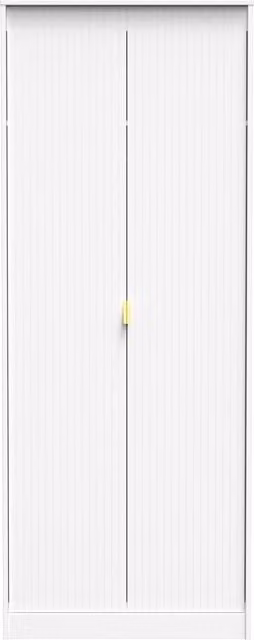 Bexley 2 Door Wardrobe in White and Gold with Hinged Doors and Hanging Rod