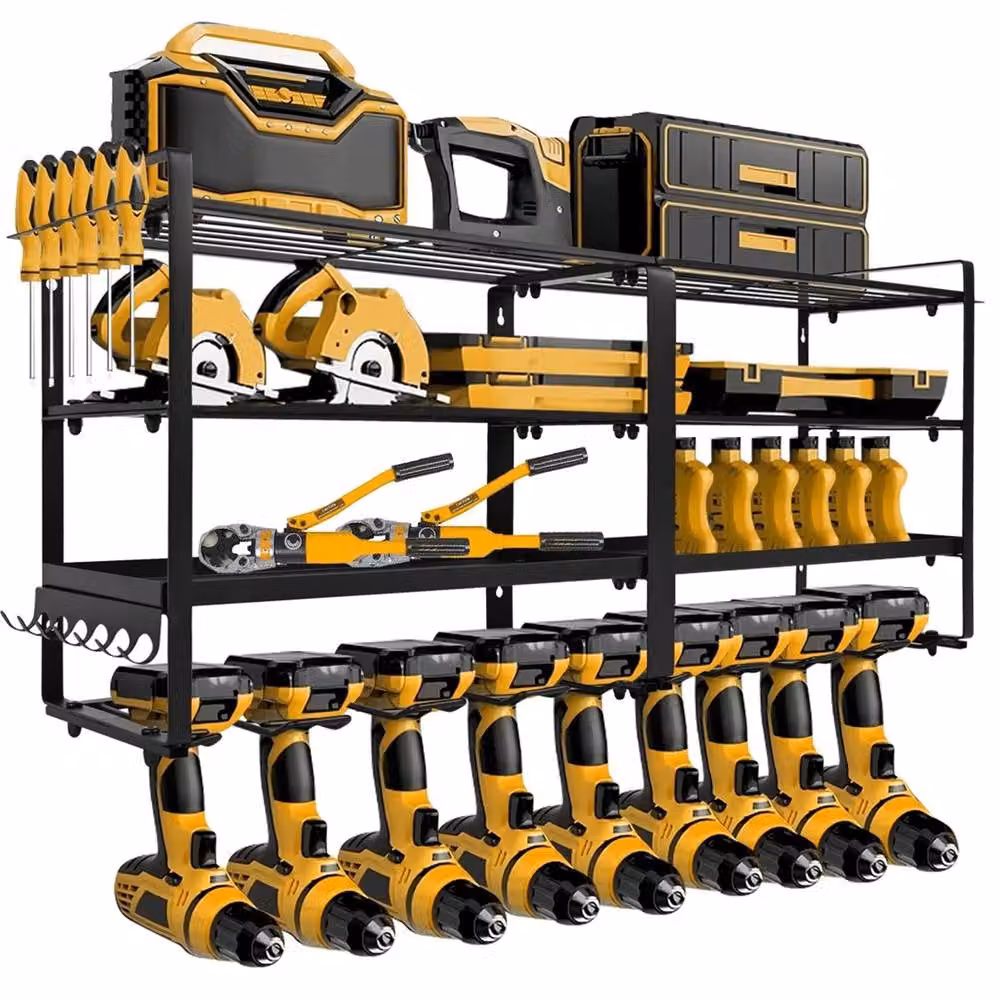 Nordara Heavy Duty Wall Mounted Power Tool Organizer Storage Rack in Black, W: 90 cm, H: 180 cm – 3