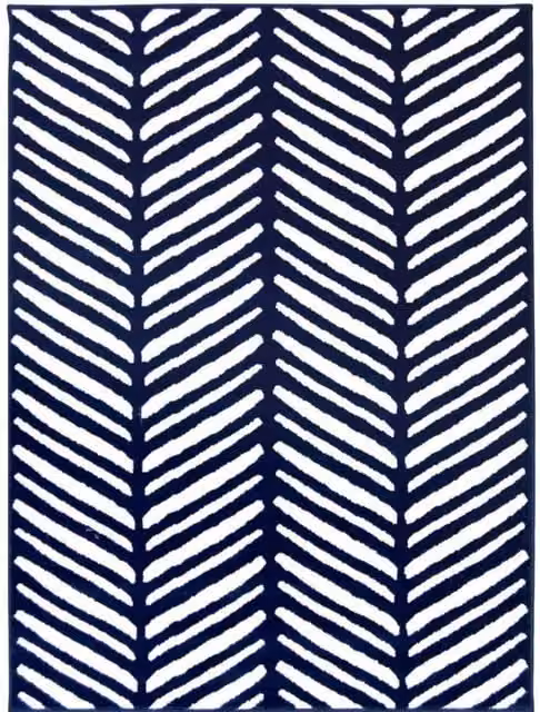 THE RUGS Maestro Collection Herringbone Design Rug in Blue and White, W: 80 cm, L: 150 cm – 1