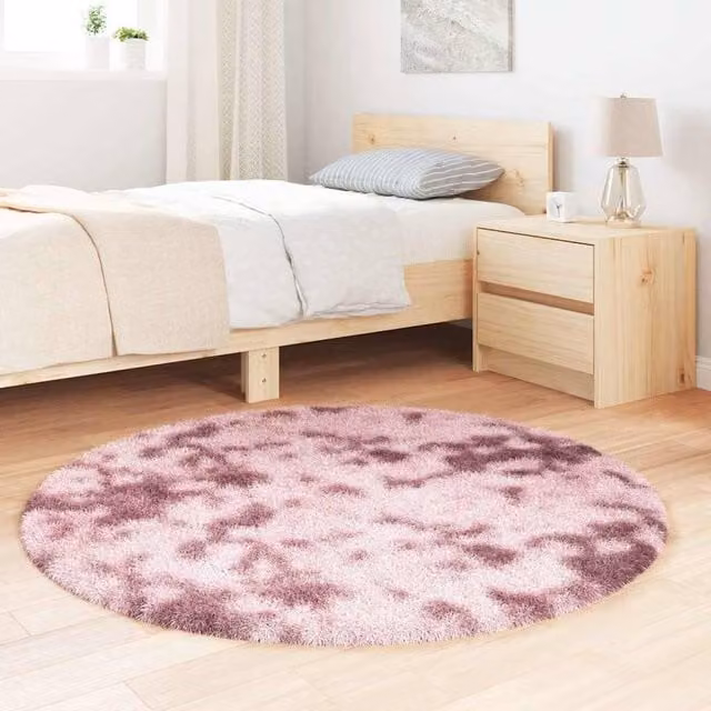 Berkfield Home NAVARRA Shaggy High Pile Round Rug, Dusty Pink, Diameter: 120 cm