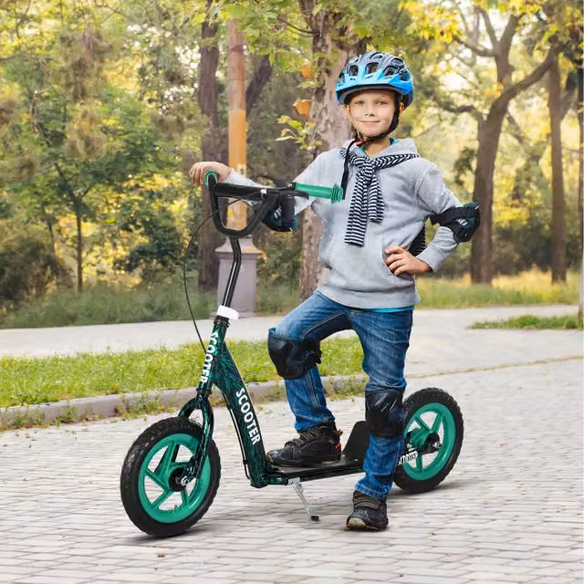 AIYAPLAY Kick Scooter with Adjustable Handlebar and Brake, Green