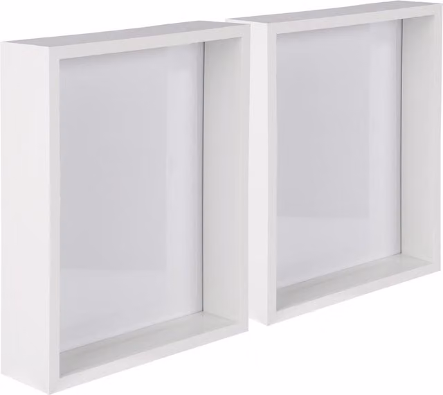 Nicola Spring 3D Deep Box Photo Frames, Pack of 2, White, W: 25.4 cm, H: 20.32 cm, D: 2.54 cm – 1