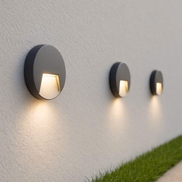CGC Lighting Primrose Black LED Round Outdoor Wall Down Light