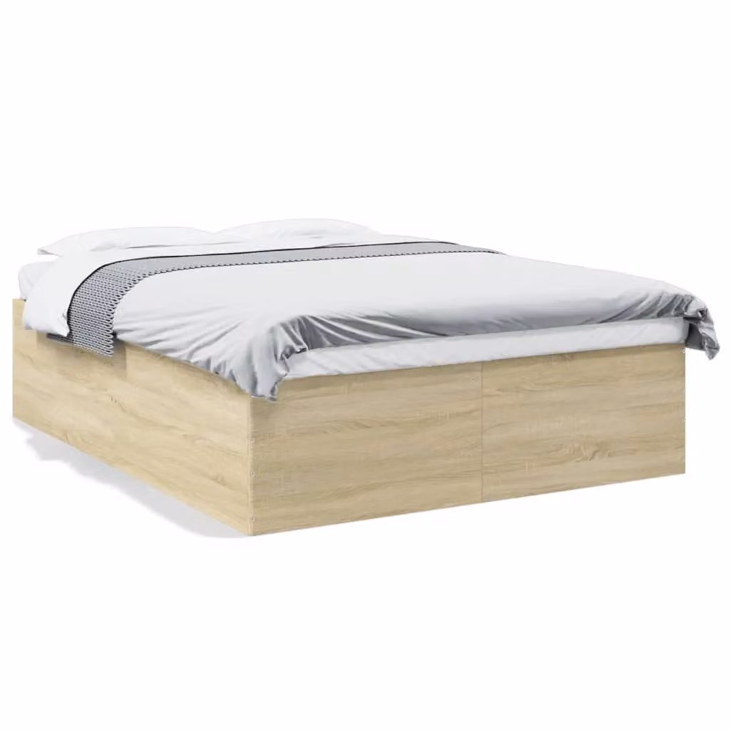 Berkfield Home Sonoma Oak King Size Bed Frame in Brown, W/D/H: 150 x 200 cm – 2