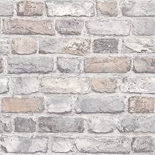 Grandeco Vintage City Brick Wall Textured Vinyl Wallpaper, Multicolour