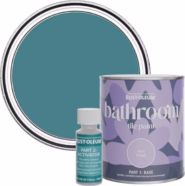 Rust-Oleum Bathroom Tile Paint in Matt Finish, Peacock Suit Green, 750ml