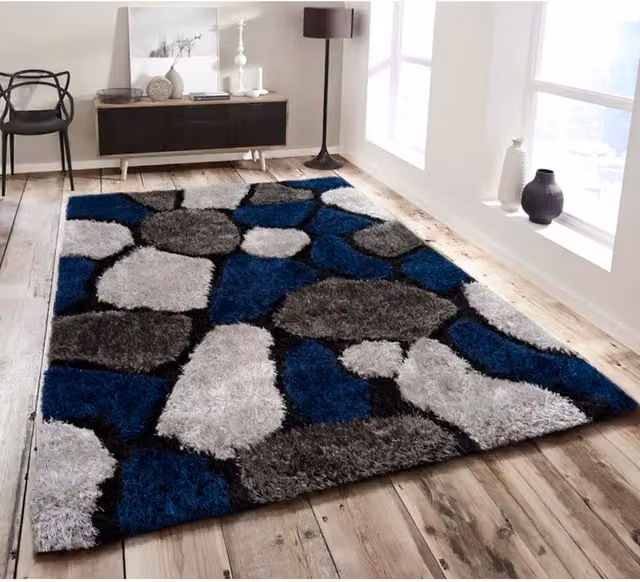 Home Republic Pebbles Navy Rug, Blue, W: 80 cm, L: 150 cm