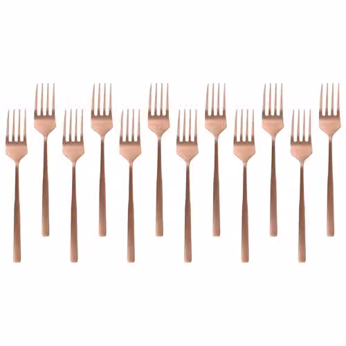 Argon Tableware Copper Coated Stainless Steel Cake Forks, Pack of 12 – 1