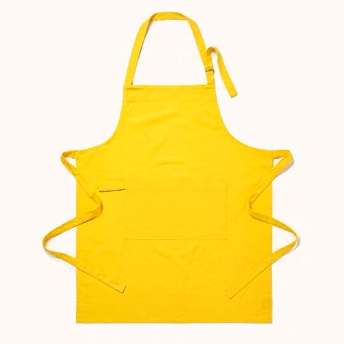 Homescapes Yellow Cotton Apron with Large Pocket and Adjustable Straps W/H: 80 x 80 cm