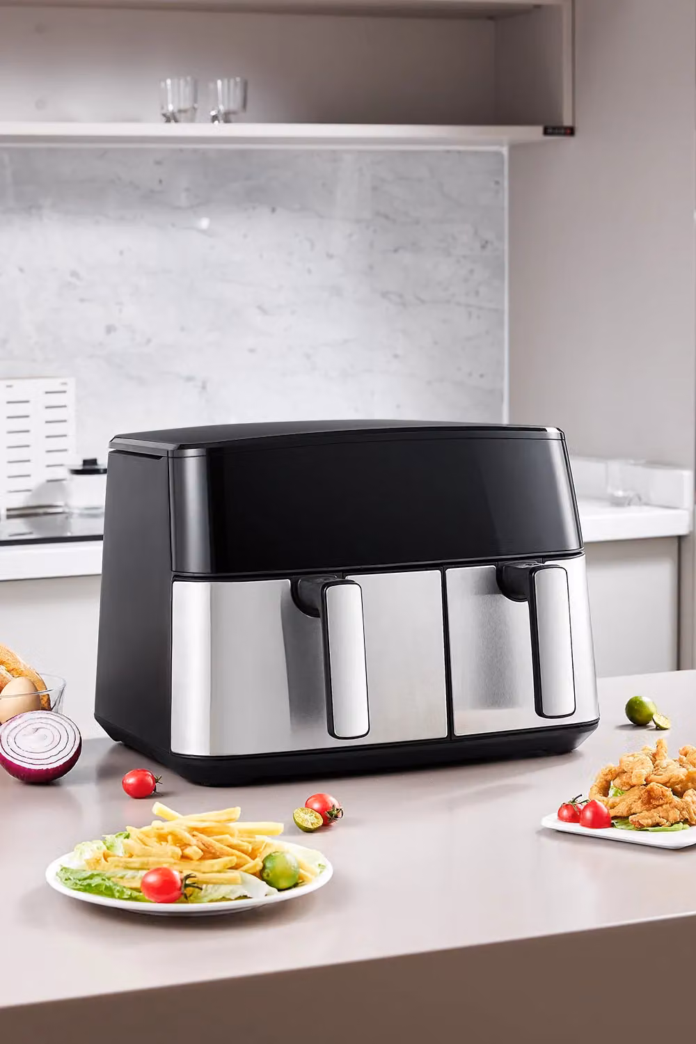 Living and Home 10L Dual Basket Air Fryer with Touch Screen and Sync Function in Black – 2