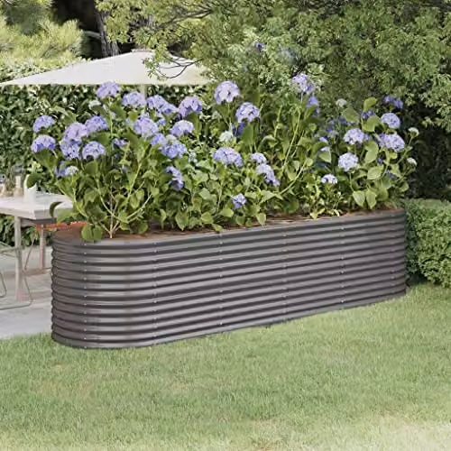 vidaXL Grey Galvanised Steel Garden Raised Bed W: 296 cm, D: 80 cm, H: 68 cm – 2