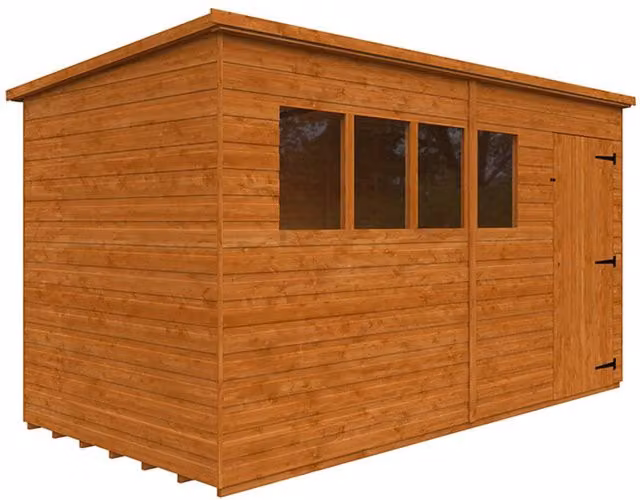 Buttercup Farm 12x6 Super Pent 12mm Wooden Shed in Burnt Orange, W/D/H: 175 x 355 x 204.1 cm
