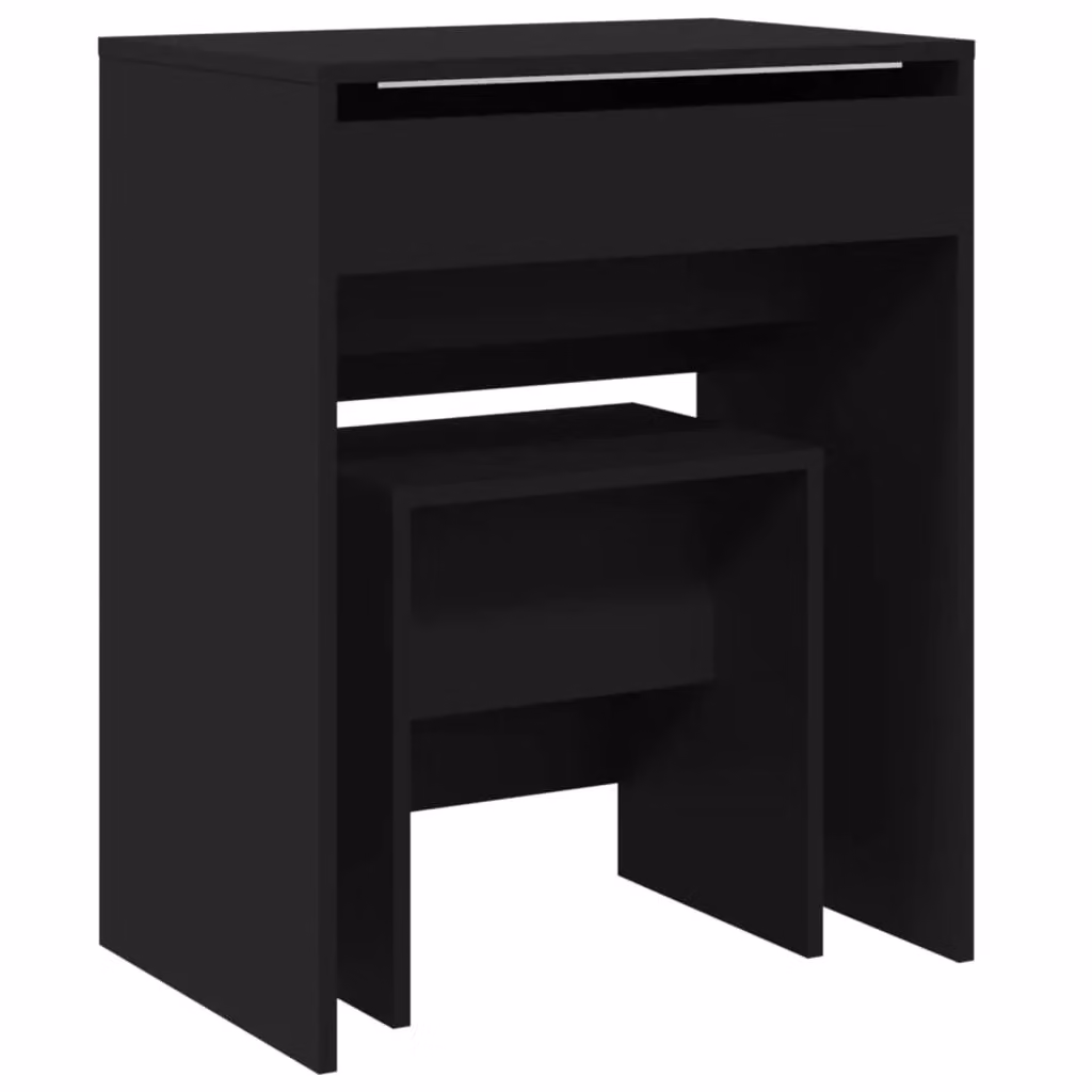 Berkfield Home Modern Black Dressing Table and Stool Set, W: 60 cm, D: 40 cm, H: 113.5 cm – 1