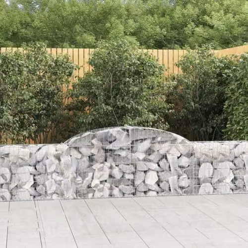 vidaXL Set of 8 Arched Gabion Baskets in Silver Galvanised Steel, W: 300 cm, D: 30 cm, H: 60-80 cm – 2
