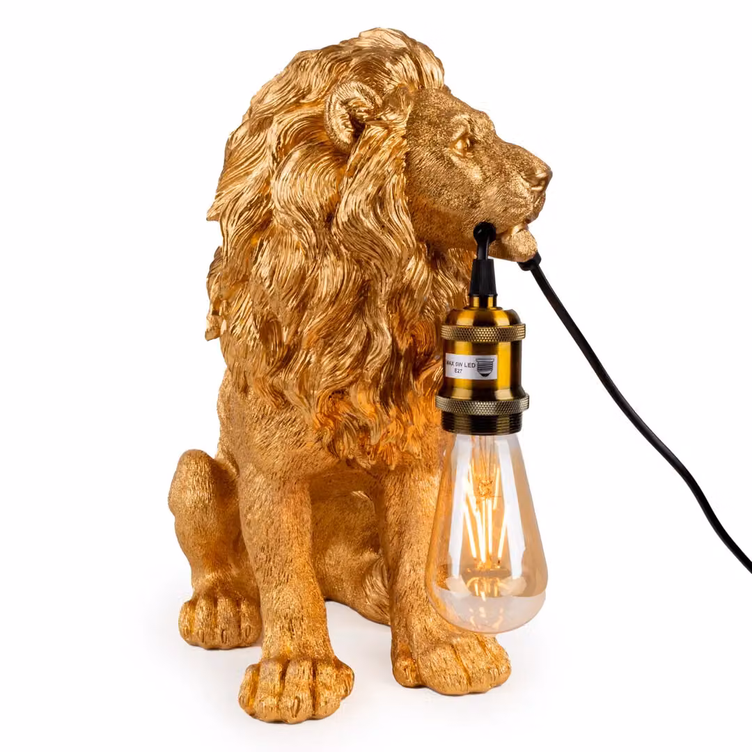 Madison & Mayfair Majestic Antique Gold Lion Table Lamp – 2