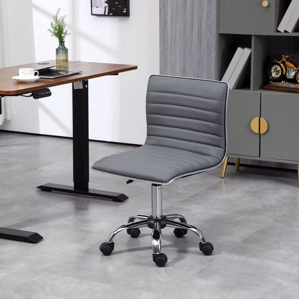 Kelvenix Ergonomic Executive Office Chair in Grey Synthetic Leather with 360 Degree Swivel and Castors – 3