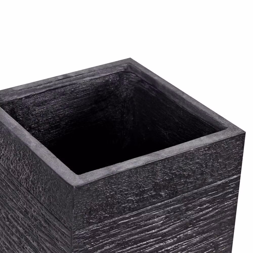 Wyld and Coco Tall Square Fibre Clay Planter, Black, W/D/H: 26 x 26 x 60 cm – 4