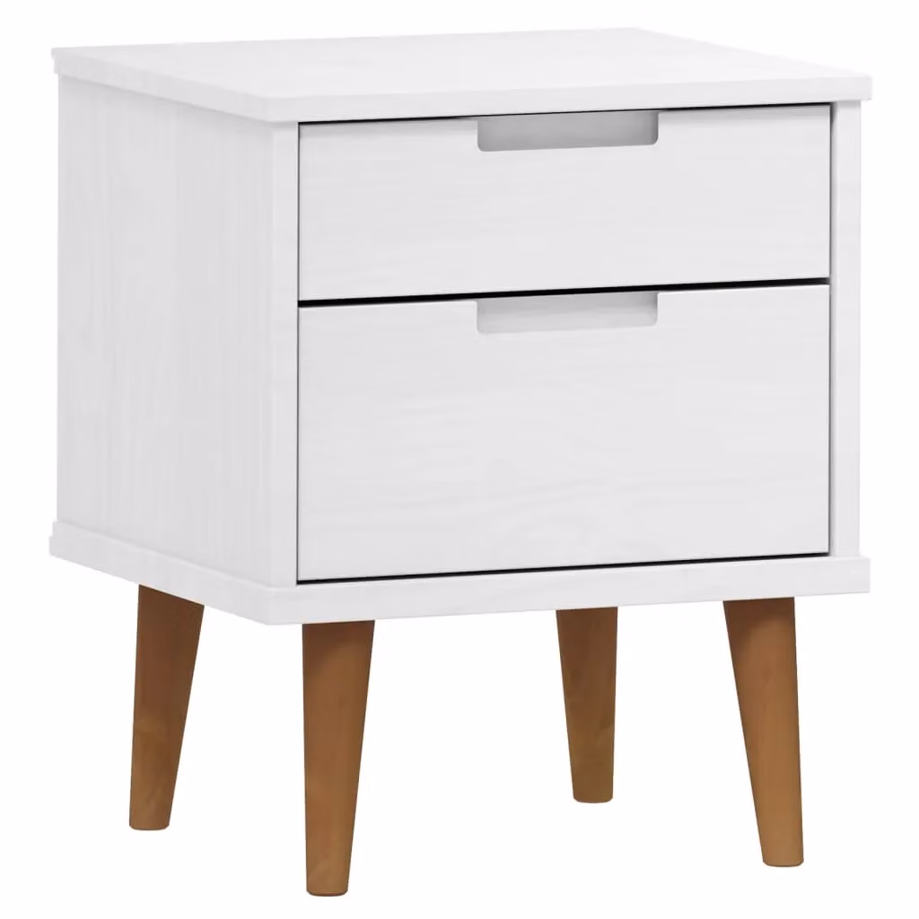 Berkfield Home MOLDE White Solid Wood Pine Bedside Cabinet W/D/H: 40 x 35 x 48 cm – 2