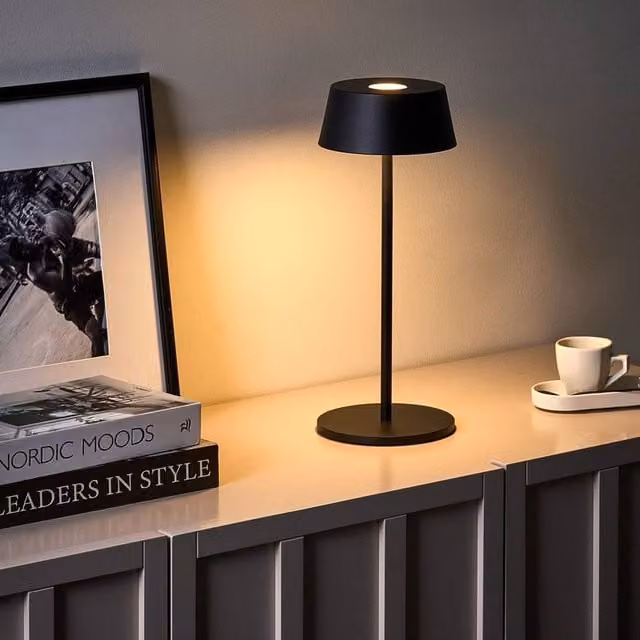 Wyld and Coco Black Metal Wireless LED Table Lamp with Dimmable Touch Control and Rechargeable Battery, H 37 cm x W 15 cm – 1