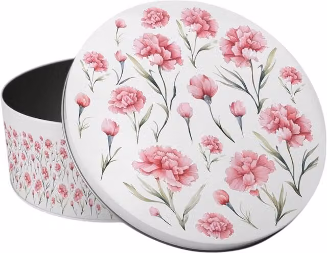 Purely Home Round Carnations Small Cake Tin in Pink and White Multicolour