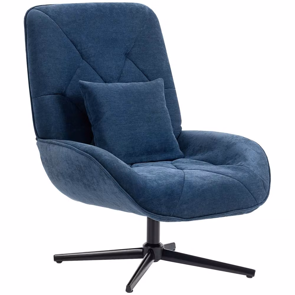 STILVORA Blue Fabric Swivel Accent Chair with Armrests and Integrated Lumbar Support – 4