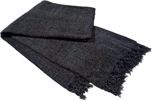NewEdgeBlinds Chenille Throw with Fringes in Grey Anthracite