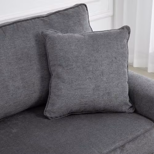 HOMCOM 3 Seater Fabric Sofa in Grey with Rubberwood Legs – 4