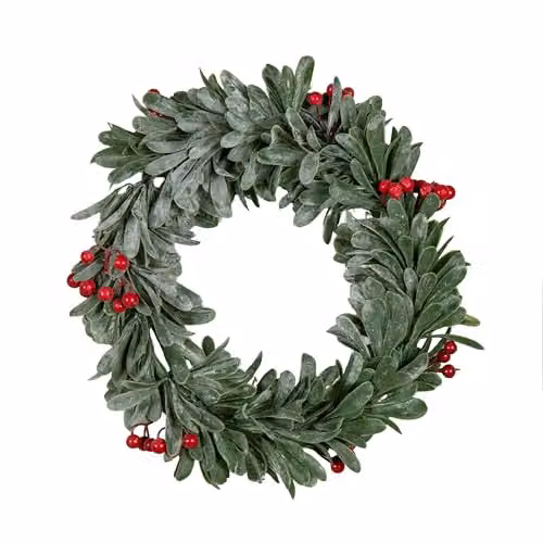 Samuel Alexander 35cm Hanging Christmas Wreath with Red Berries and Green Leaves – 2