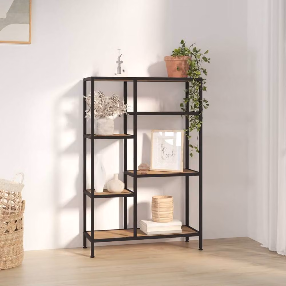 Berkfield Home Industrial Book Shelf in Brown, Steel and MDF, W/D/H: 80 x 30 x 120 cm – 2