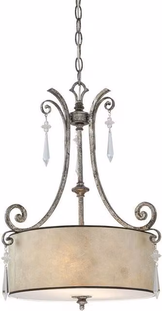 Loops 2 Bulb Silver Metal and Crystal Suspended Ceiling Pendant Light Fitting with E27 60W LED Compatibility
