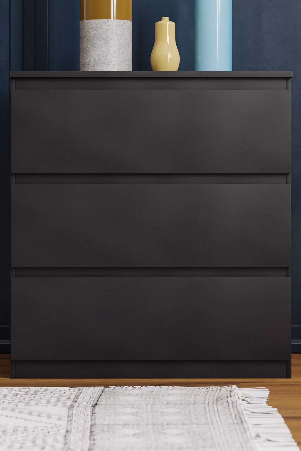 HD Designs Denver 3 Drawer Chest of Drawers in Black – 3