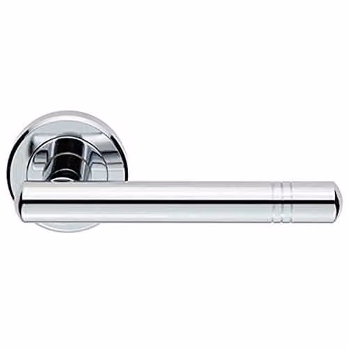 Loops Pair of Round T-Bar Door Handles with Ringed Design in Polished Chrome with Concealed Fixings