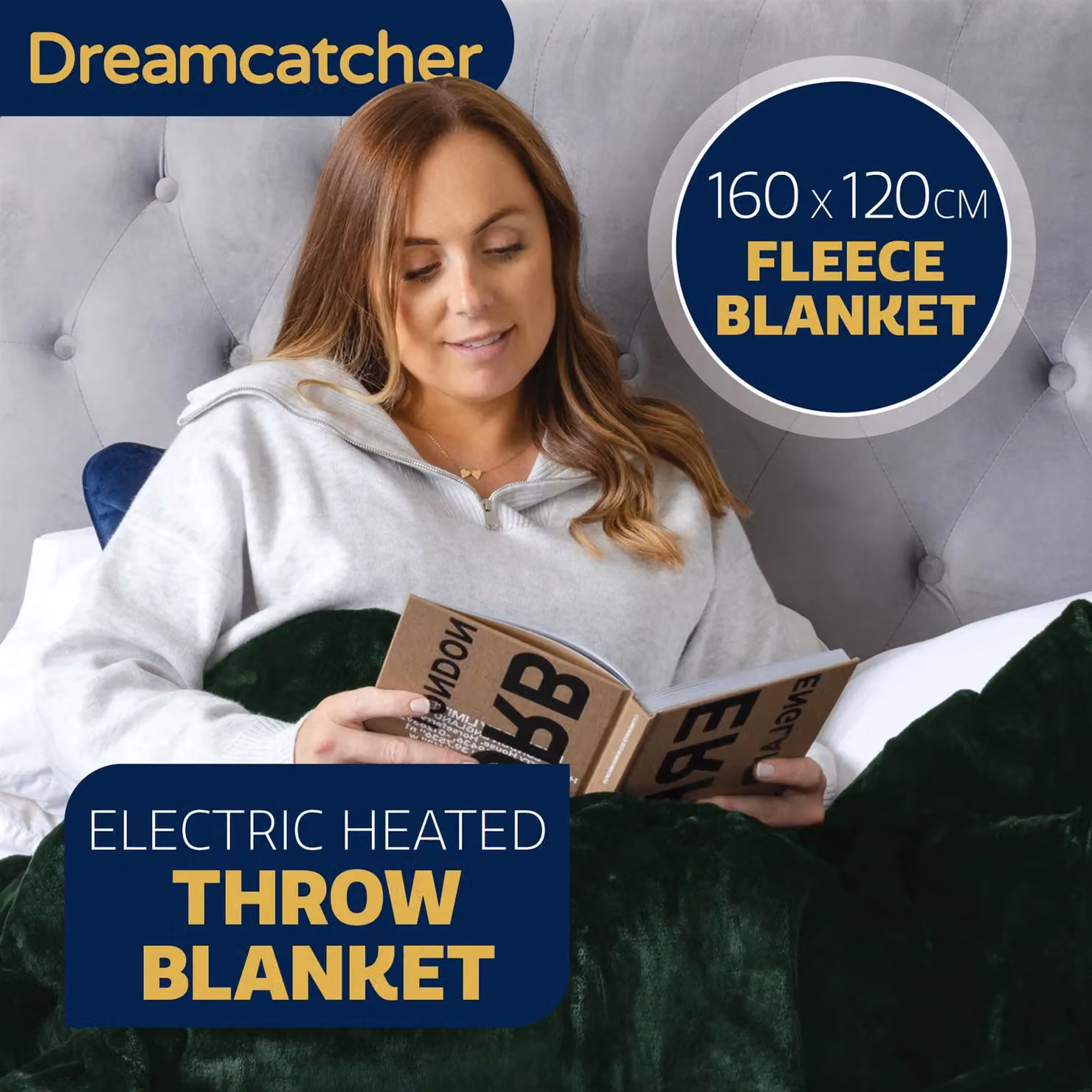 Dreamcatcher Deluxe Electric Heated Double Throw Blanket in Green with Soft Sherpa Micro Fleece and Variable Heat and Timer Settings – 2