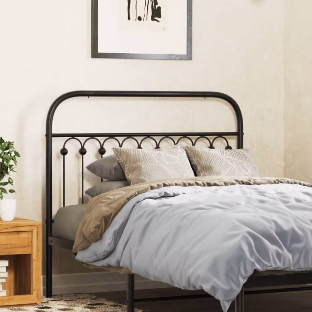 Berkfield Home Metal Headboard in Black – 2