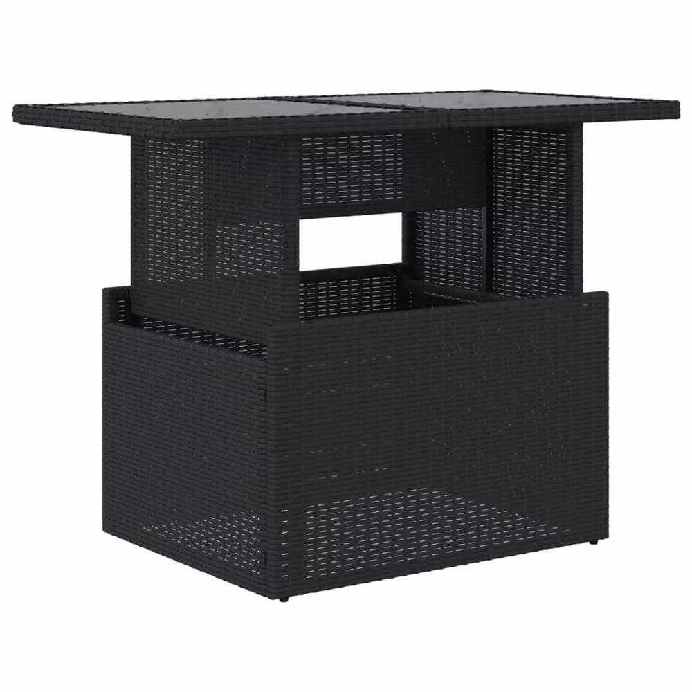 Berkfield Home Rectangular Garden Table with Glass Top in Black Poly Rattan, W/D/H: 100 x 55 x 73 cm – 3