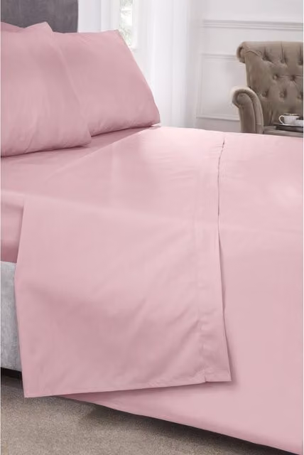 NewEdgeBlinds Pink Polycotton Percale Duvet Cover, W: 200 cm x D: 200 cm