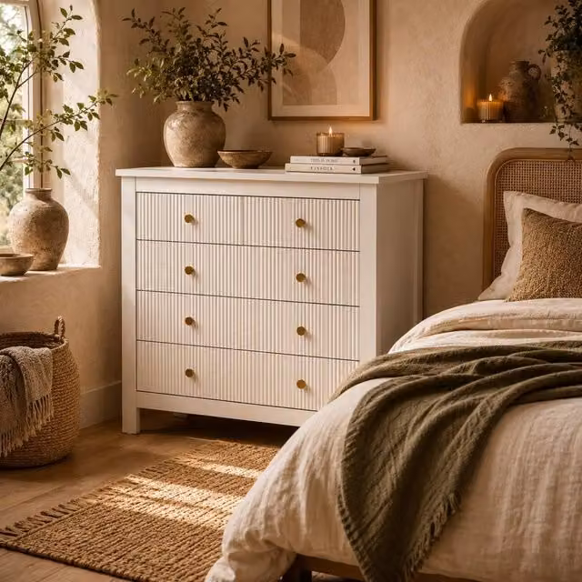 Wyld Haus Vedise 5 Drawer Chest of Drawers in White and Gold – 1