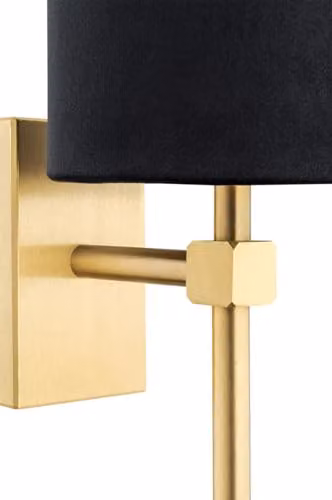 Argon Abruzzo Modern Wall Lamp with Fabric Cylinder Shade in Black and Brushed Brass – 2